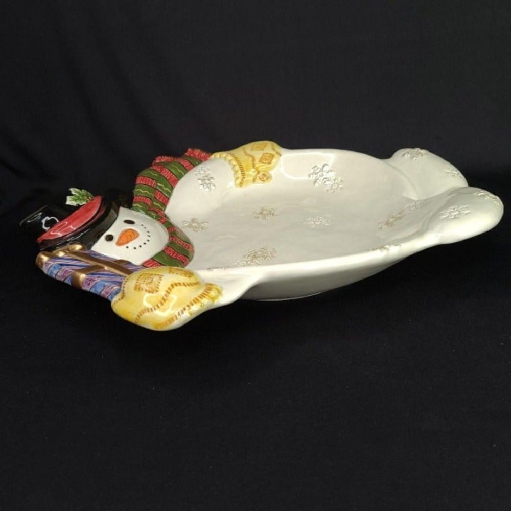 Rare Fitz and Floyd Snowman with Top-Hat Platter​​​​​​​​​​​ - Picture 3 of 6